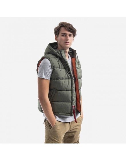 Alpha Industries Hooded Puffer Vest FD greyblack - RIGHT STORE